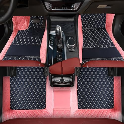 Custom Personalized Floor Mats for Cars，Luxury Full Coverage All Weather Car Floor Mats，Anti-Slip Leather Car Mat Set ，Custom Floor Mats for 99% of Cars, Trucks & SUVs (3D Pink and Black) - color: 3D pink and black