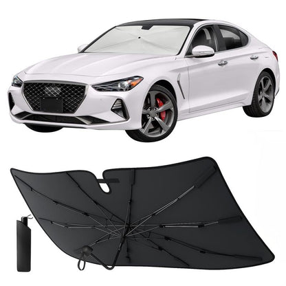 EcoNour Premium Umbrella Windshield Sun Shade for Car | Foldable UV Blocker Front Windshield Sunshade | Umbrella Shade Accessories with Storage Pouch | Fit for Sedan & Hatchbacks - Small 52"x31" - size: Small