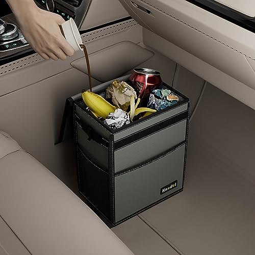 K KNODEL Car Trash Can, Waterproof Garbage Can, Trash Bag with Lid, Leak-Proof Car Bin, Trash Hanging Bag for SUV (Medium, Gray) (Pack of 2) - color: Gray, size: Medium (Pack of 2)