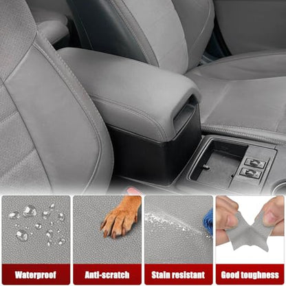 KBH Center Console Armrest Cover Replacement for Toyota Camry 2012 2013 2014 2015 2016 2017, Vinyl Leather, Car Arm Rest Replace Skin Upholstery, Ash Gray (Leather Part Only) - color: Ash Gray, size: Camry 2012-2017