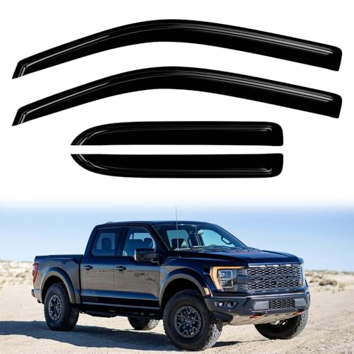 4PC Rain Guards for 04-14 Ford F150 SuperCab Extended Cab Window Visors for Vehicles w/ 2 Full-Size Front Doors & 2 Half-Size Rear Doors Deflectors Sun Shades Vent Tape On Out Channel - size: 04-14 F150 SuperCab Extended Cab
