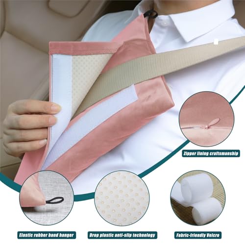 Super Soft Seatbelt Pillow, Seat Belt Pillow for Mastectomy Post-Surgery, Seat Belt Cushion for Heart Surgery Recovery, Hysterectomy Abdominal Incision Recovery Seatbelt (Pink, Large) - color: Pink