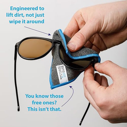 Rapid Dry Towels Micro RDTs Ultra-Soft Microfiber Towels | 6 Pack | 3.9 x 3.9 in | Channel Weave Lint-Free Cleaning Cloths | Scratch-Free Cloth for Glasses, Car Interior, Camera Lens & Electronics