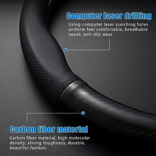 gunhunt 1 PC Car Breathable Steering Wheel Cover, Carbon Fiber Non-Slip Steering Wheel Protector, Wear -Resistant Steering Wheel Sleeve, Four Seasons Universal Steering Wheel Set (D -Shaped) - size: D Shape