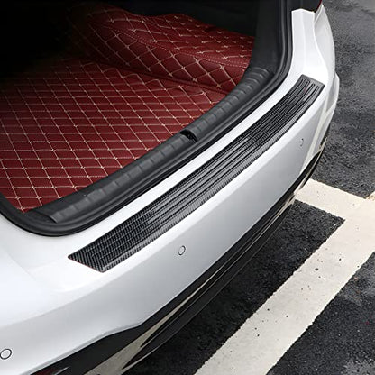 Car Rear Bumper Protector Guard, Carbon Fiber Anti-Scratch Trunk Door Sill Protection Strip, Self-Adhesive Vehicle Rear Bumper Door Entry Trim Cover, Universal for Pickup SUV Trunk (35.43") - size: 35.43"