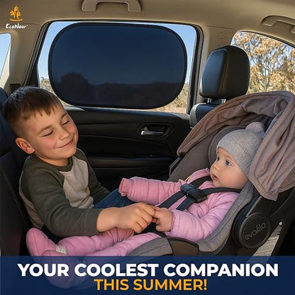 EcoNour Car Window Shade for Baby (4 Pack) | Cling Sun Shade for SUV, Van, RV, Bus & Pickup Truck | Sun Protection for Car Side Window | Sun Blocker Shade for Baby | X-Large 25" x 16" - size: X-large - 4 Pack