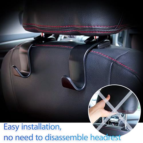 Car Seat Headrest Hook, Organizer Universal for Handbag/Purse/Gym Bag/Hat/Baby Gear/Groceries Car Accessories, Car Back Seat Headrest Hook (Black) (2)