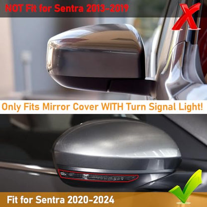 Moonlinks Compatible with Nissan Sentra 2020 2021 2022 2023 2024 Side Mirror Cover Replacement, Gray Left Driver & Right Passenger Clip-on Mirror Cap for Sentra S/SR/SV/Sense/Advance/Exclusive - color: Gray-Pair