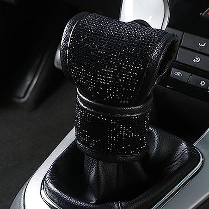 Auto Gear Shift Knob Cover with Crystal Glitter Bling Rhinestones,Car Knob Gear Stick Protector (Black Diamonds) - size: Gear Shift (Black Diamonds)