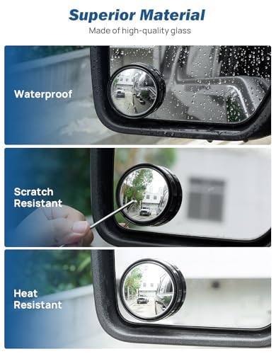 JOYTUTUS Blind Spot Mirror 2 Pack HD Frameless Convex Glass for Wide Angle View and Safer Lane Changing Compatible with Cars SUVs Trucks RVs Easy Stick On & Long Lasting Durability