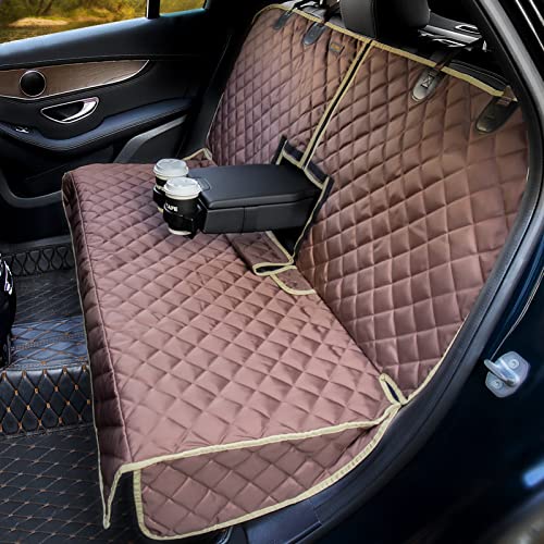iBuddy Car Seat Cover Waterproof Back Seat Cover for Kids and Dogs Without Smell Heavy Duty and Nonslip Rear Seat Protector Non Stick Fur Bench Seat Cover for SUV Van Easy to Install Machine Washable - color: BROWN, size: Regular