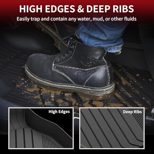 LASFIT Floor Mats for BMW 3 Series 2012-2018 320i 328d 328i 330e 330i 335i 340i M3 RWD & Sedan Only(Not for 335is, X-Drive, GT), All Weather TPE Custom Fit Car Liners 1st & 2nd Row Mat, Black - size: 7) 3 Series 2012-2018 | Floor Mats