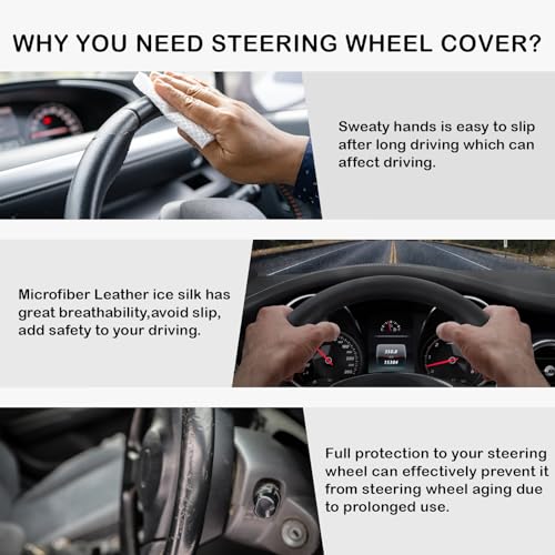 Steering Wheel Cover, Woodland Mushroom Plants Steering Wheel Cover for Women Anti-Slip Universal Mushroom Car Accessories 15 inch Steering Wheel Protector Fit Auto SUV Sedan Vans Trucks - color: Mushroom Plants