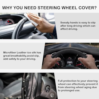 Steering Wheel Cover, Woodland Mushroom Plants Steering Wheel Cover for Women Anti-Slip Universal Mushroom Car Accessories 15 inch Steering Wheel Protector Fit Auto SUV Sedan Vans Trucks - color: Mushroom Plants
