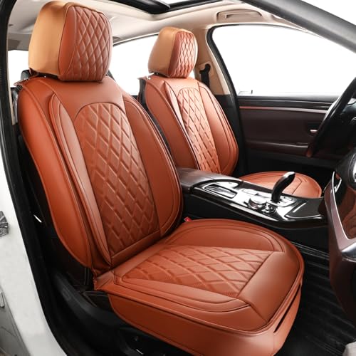 MIROZO Seat Covers Full Set,Waterproof Seat Covers Leather Seat Cover Universal Automotive Seat Covers Car Seat Protector Vehicle Cushion Cover for Sedan, Truck and SUV (Full Set, Brown) - color: Brown, size: 5PCS Full Set