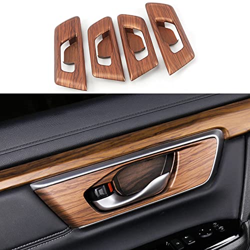 for CRV 2017-2022 ABS Peach Wood Grain Inner Door Cover Handle Trims Sticker Interior Decoration Accessories for Honda CRV CR-V 2017 2018 2019 2020 2021 2022 (Without Seat Memory Buttons) - color: Inner Door Handle Cover