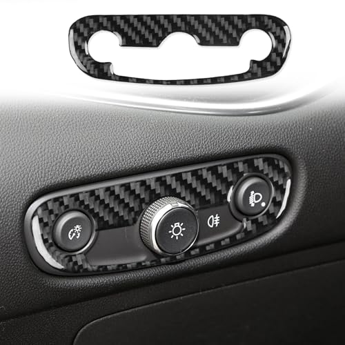 Black Carbon Fiber Compatible with Chevrolet/Chevy Malibu 2016 2017 2018 2019 2020 2021 2022 2023 2024 2025 Accessories Car Headlight Dimmer Dome Lamp Switch Cover Interior Trim Decal -A - color: Headlight Switch -a