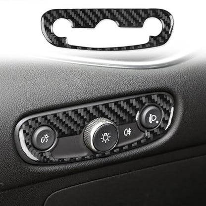 Black Carbon Fiber Compatible with Chevrolet/Chevy Malibu 2016 2017 2018 2019 2020 2021 2022 2023 2024 2025 Accessories Car Headlight Dimmer Dome Lamp Switch Cover Interior Trim Decal -A - color: Headlight Switch -a