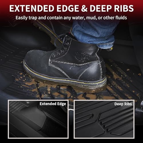 LASFIT Front Floor Mats for Ford F-150 2015-2026 | F150 Lightning 2022-2025 SuperCrew & Super Cab Carpet Floor All Weather Car Liners TPE Truck Mats-First Row Only, 2pcs Black - style: 1) F-150 SuperCrew&Super Cab| 15-26 | 1st Row Bucket Only