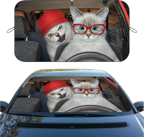 Funny Cat Car Windshield Sun Shade, Foldable Reflective Sunshade for Front Window, UV & Heat Blocking, Interior Protector, Universal Fit for SUV Sedan Truck, 59" x 31.5" - color: color 6