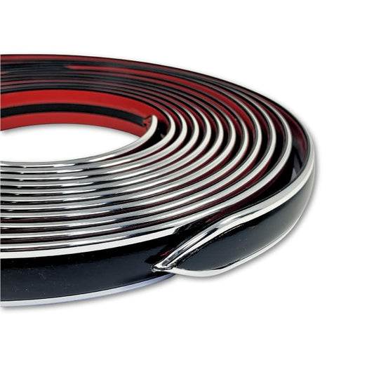 Vintage Style 1 1/8" x 26' Gloss Black + Chrome Body Side Trim Molding - Formed Pointed Ends Cowles Bold-LINE (2 Strips of 13' with Finished Ends) 25-135-01 (Gloss Black) - color: Gloss Black