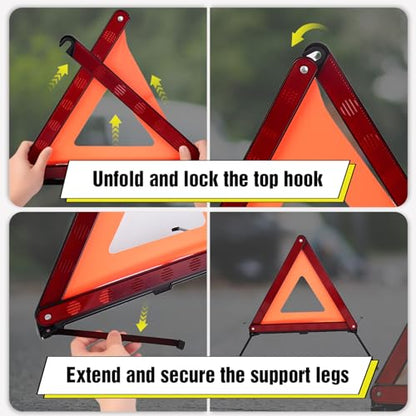 XOOL Emergency Warning Triangle Kit – Roadside Safety Kit with Reflective Warning Triangles, High-Visibility Safety Vests, Storage Bag & Gloves for Car Breakdowns & Emergencies - color: 5Pack-Safety Triangle Warning Kit