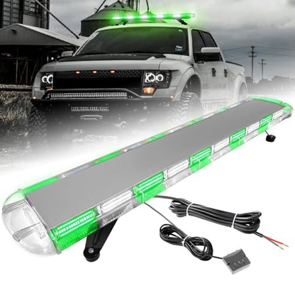 ASPL 46 inch 220 LED Rooftop Low Profile Strobe Light Bar Emergency Warning Beacon Car Hazard Flashing Construction Roof Lights Bars for Trucks Tow Automotive Construction Vehicle (Green/White - color: Green/White