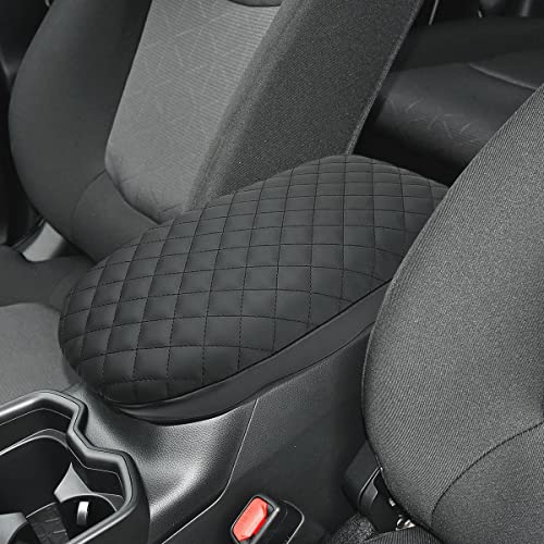 INTGET Center Console Armrest Cover for Toyota RAV4 Accessories 2025 2024 2023 2022 2021 2020 2019 Leather Middle Console Lid Pad Arm Rest Covering Car(Black with Cushion Texture) - color: black with cushion texture