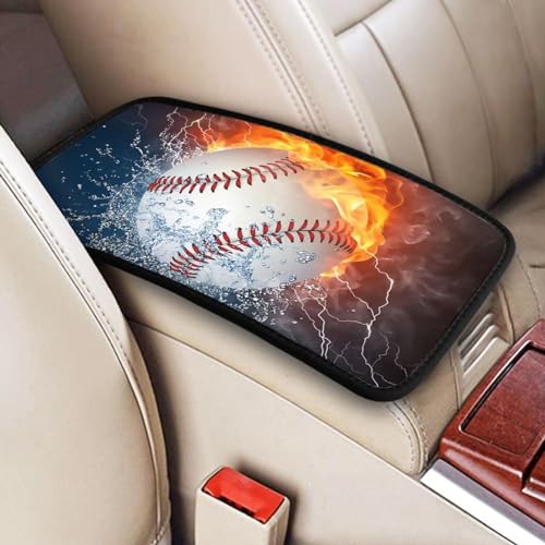 Baseball Auto Center Console Cover Universal Car Armrest Pad Waterproof Women Men Automotive Interior Accessories for Most Vehicle SUV - color: Baseball