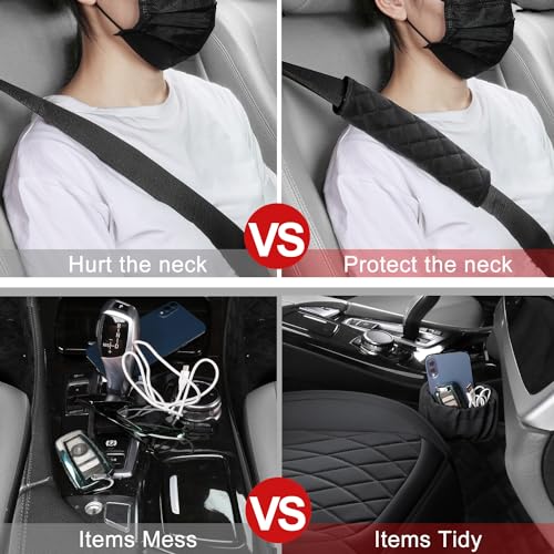 1 Pack Leather Front Car Seat Cover, Universal Sideless Car Seat Protector with Storage Pocket and Seat Belt Pad, Waterproof Automotive Seat Cover Cars Trucks SUV(Black) - color: front 1pcs black