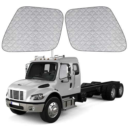 Side Window Sun Shade for Freightliner Business Class M2 S22002-2026, Custom Fit 210T Reflective Sunshade for Semi Truck, 6-Layer Heat Insulation Privacy Protector, Block 99% UV Rays, 2PCS - size: Freightliner Business Class M2 S2 2002-2026