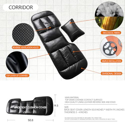 A leather rear seat cushion specially designed for cars - made by hand - can relieve pain in the buttocks, pressure points, and sciatic nerve. | Rear seat cover (Premium Black, Rear Seat Cushion) - color: Premium Black, size: Rear Seat Cushion