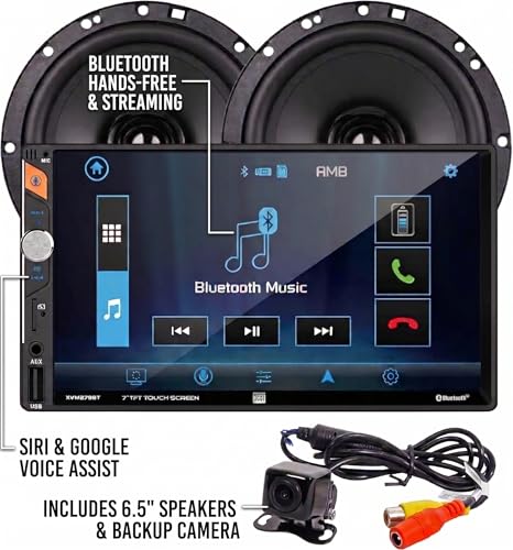 Dual Electronics XCP1101SP 7-inch LED Digital Media Touchscreen Double DIN Car Stereo with (2) 6.5" Speakers & Backup Camera Bundle | Push to Talk Assistant | Bluetooth | USB Fast Charging | microSD - style: 7-inch Double Din + Camera + Speakers