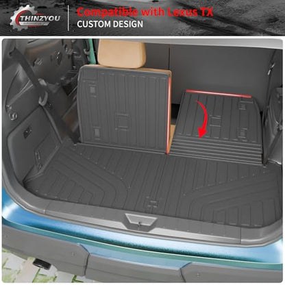 Trunk Mat Compatible with 2024 2025 2026 Lexus TX350 TX500h TX550h+ 6&7 Seats Cargo Mat Cargo Liner Trunk Liner Back Seat Protector All Weather TX Accessories (Trunk Mat with Backrest Mat) - style: For Lexus TX | 2024-2026