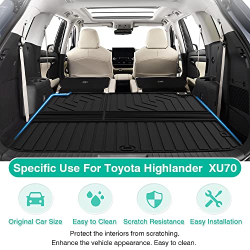 Powerty Trunk Mat for 2020-2023 2024 2025 2026 Toyota Highlander Accessories Cargo Mats Backrest Mat TPE All Weather Cargo Liner Heavy-Duty Trunk Liners(Fits 5-Seats and 7-Seats Models) - size: Cargo Mat｜For｜20-26｜Toyota Highlander
