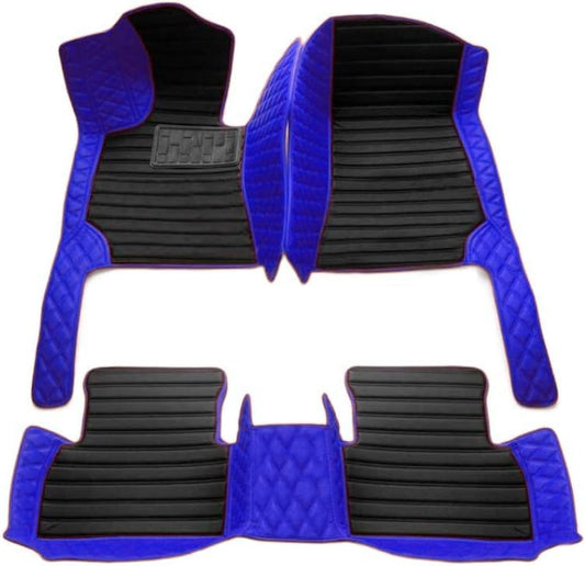 Custom Floor Mats for Cars，Luxury Full Coverage All Weather Car Floor Mats，Leather Car Mat Set ， Floor Mats for 99% of Cars, Trucks & SUVs (Edge Blue Diamond with Black Stripes in The Middle) - color: Edge blue diamond with black stripes in the middle