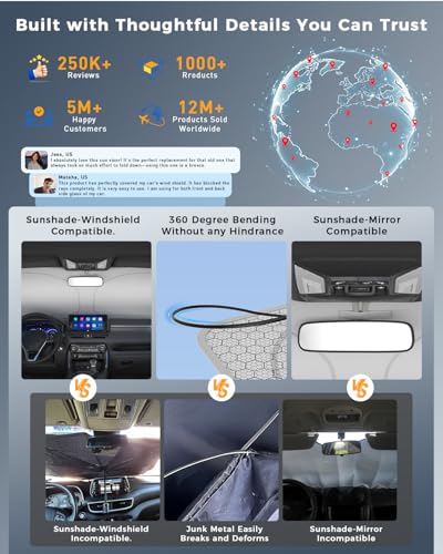helloleiboo Graphene Car Windshield Sun Shade – 57" x 31" Foldable Car Sun Shade, Advanced Heat Absorption & UV Protection, Universal Fit for Cars, SUVs & Trucks - size: 57*31 Inches