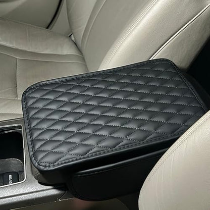 Upgraded Car Middle Center Console Cover with 2 Storage, Universal Microfiber Leather Car Armrest Cover Cushion Universal Vehicle Middle Console Cover, Most Vehicle, SUV, Truck. (Black) - color: Black