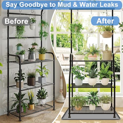 Plant Stand Mat Plant Shelf Mat, 34x22 Flower Stand Silicone Mat with Raised Edge, Wooden Plants Shelving Metal Flower Shelves Drip Pan Floor Protector, Planter Stands Planter Holder Metal Shelf Pad