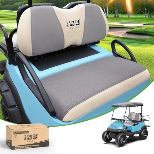10L0L Golf Cart Seat Covers for Yamaha G29 Drive2 Club Car Precedent Tempo, Breathable Mesh Bench Seat Cover, No Drilling Front Seat Cushion, All-Season Comfort Gray Black - color: Gray and Beige