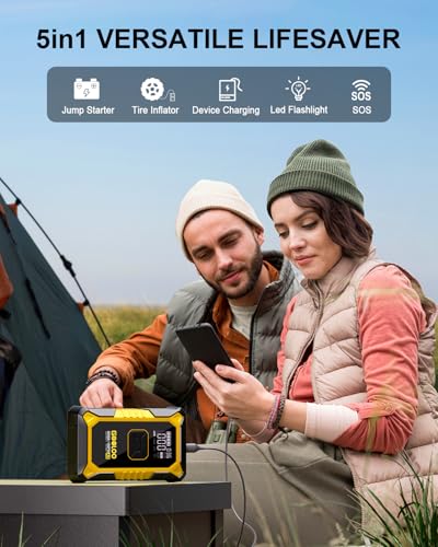 GOOLOO A3 Jump Starter with Air Compressor, 3000A Portable Car Battery Jumper Starter (9.0L Gas/6.5L Diesel) with 150PSI Auto-Shutoff Tire Inflator, 12V Supersafe Lithium Jump Box Car Booster, Yellow - color: Yellow