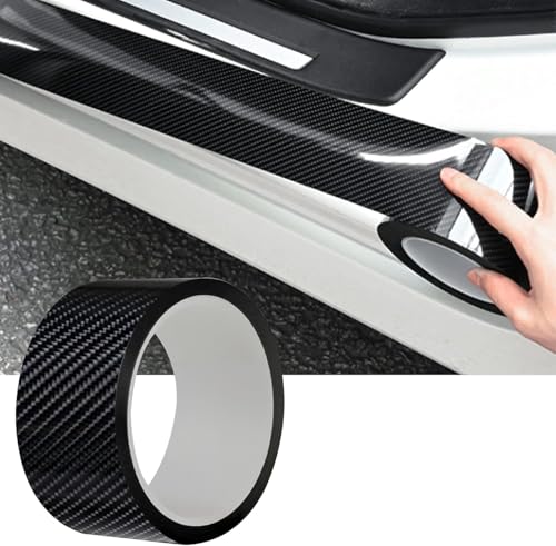 MYFAMIREA Car Door Edge Guards Carbon Fiber, 5D Gloss Black Vinyl Automotive Entry Sill Protector Wrap Film, Universal Self-Adhesive Auto Door Trim Strips Anti-Collision (33Ft x 2.8In) - color: Black, size: 33Ft x 2.8In
