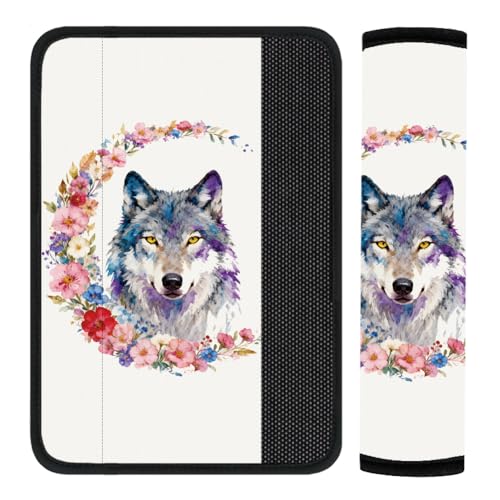 2Pcs Seat Belt Cover Pad 11 Inch Long Seat Belt Cushion Soft Comfort Shoulder Strap Protector Neck Pad Auto Accessory Decoration for Car Truck SUV Bag Backpack Wolf Floral - color: Wolf Floral