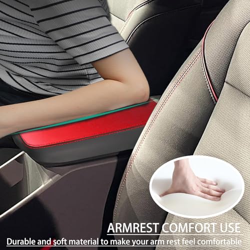 Car Armrest Cover Waterproof Center Console Pad Scratch Resistance Box Cover Anti-Scratch Leather Protector Pad for Chevy Trax 2024 2025 2026 Accessories(Red + Black) - color: Red + Black