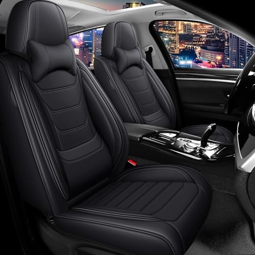 Car Seat Cover Full Set for BMW X3 Seat Covers 2004-2025, Nappa Leather Waterproof Seat Covers for Cars, Airbag Compatible, Universal Automotive Seat Covers (Luxury 2 Seats/Black) - color: Black, size: 2 Seats Luxury