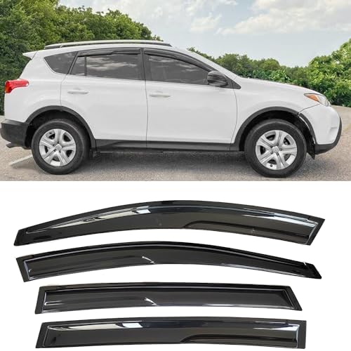 Tape On Side Window Rain Guards Window Visors Vent Deflectors Compatible with Toyota RAV4 2013-2018, Wind Deflector Smoke 4PCS 94992 2014 2015 2016 2017 - size: For 13-18 Rav4