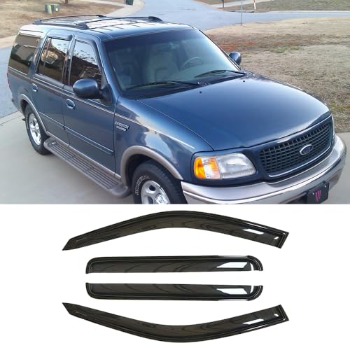 Side Window Visor Wind Vent Deflector fit for 2018-2023 ford Expedition,4pcs Outside Mount Style Shatterproof Dark Smoke shades Sun Rain Guard 94785 - size: 2018-2023 Ford Expedition