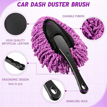 16 Pcs Windshield Cleaner Tool, Car Cleaning Kit with Various Detailing Brushes Set Spray Bottle Cleaner Towel Cleaning Gel Accessories Car Interior Detailing Kit for Windows Vents(Purple) - color: Purple