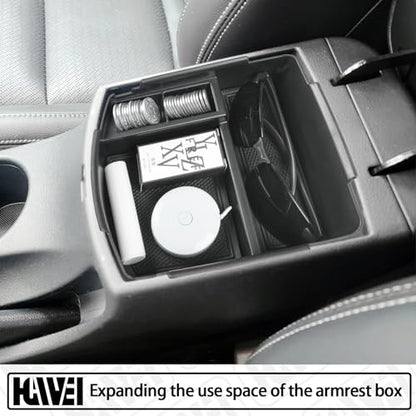 HGWEI Center Console Tray Organizer Compatible with Kia Seltos 2020 2021 2022 2023 2024 2025 2026 Accessories, Middle Armrest Insert Container ABS Secondary Storage Box, Black - color: black
