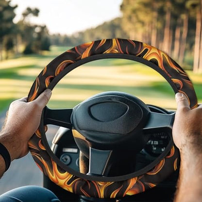 Fire Golf Cart Steering Wheel Covers for Club Car Anti-Slip Club Car Precedent Golf Cart Steering Wheel Cover Odorless Comfy Steering Wheel Cover for Golfer Friends - color: Fire